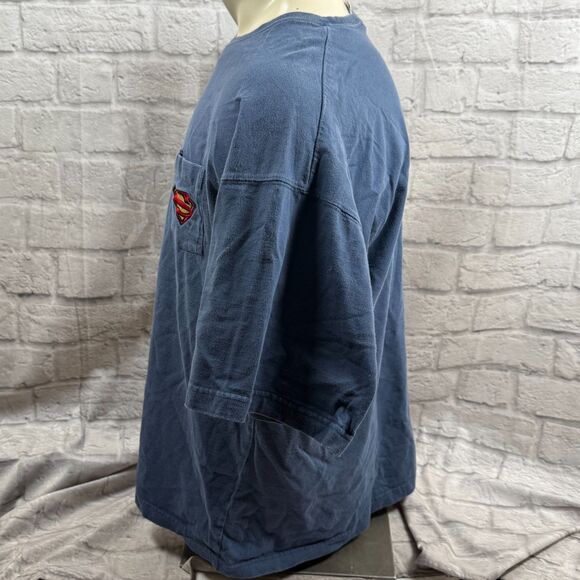 Vtg 1999 Superman Warner Bros Studio Store Logo Pocket T-Shirt XXL Clark Kent - Picture 6 of 7